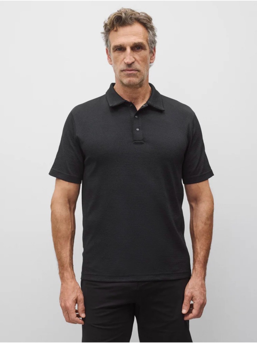 Reigning Champ Black Polo Shirt - Minimal Short Sleeve